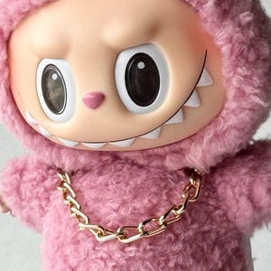 Labubu Kette Gold Ton Einzelstrang für Plüsch Anhänger kleines Monster Schlüsselanhänger Mini Halskette für Monster Taschenanhänger