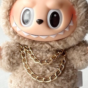 Double Strand Gold Tone Chain Necklace for plush pendant labubu keyring mini necklace for monster bag charm