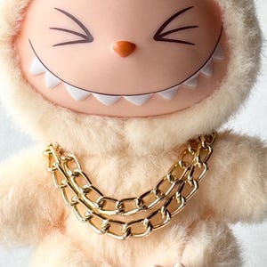 Labubu Gold Tone Chain Double Strand Necklace for plush pendant keyring mini necklace for monster bag charm