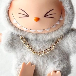 Gold Tone Chain Necklace for Labubu Single Strand for plush pendant labubu  little monster keyring mini necklace for monster bag charm