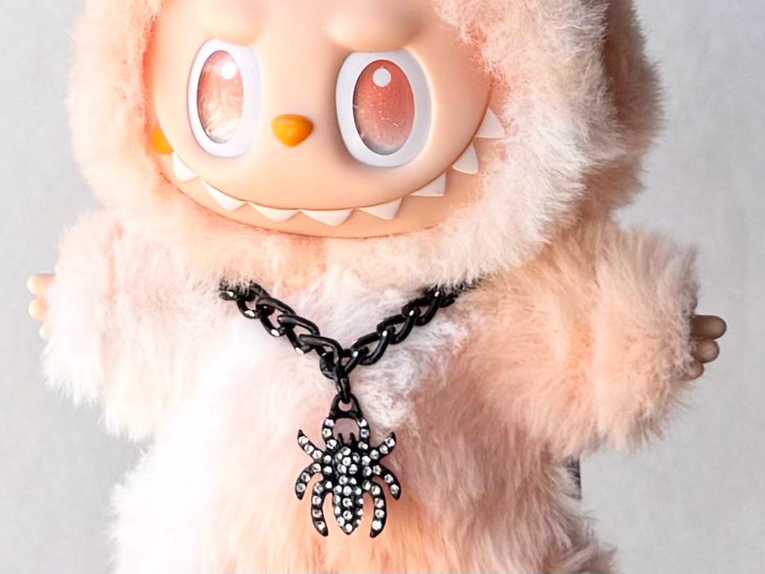 Labubub Chain Labubu Necklace Black Chain With Black Crystal Rhinestone Bling Spider ...