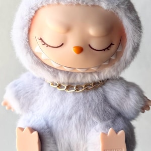 Labubu Choker Gold Tone Chain Single Strand short chain necklace for plush pendant labubu monster keyring mini bag charm