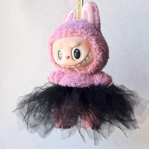 Black tulle tutu for plush pendant keychain labubu ballerina ballet doll outfit costume for monster keyring