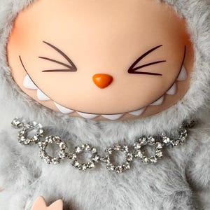 Labubu Strass Halskette One Strang Kreis Kette für Plüsch Anhänger Labubu Schlüsselanhänger bling Mini Halskette für Monster Taschenanhänger Spielzeug Schmuck