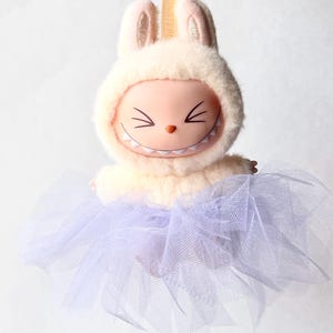 Lavender Shimmer shiny mini tutu handmade tulle ballerina skirt for plush pendant bag charm labubu ballet doll outfit for monster keyring