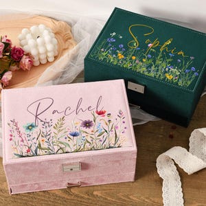 Scatola portagioielli grande personalizzata, organizer portagioielli in velluto per donna, scatola con cassetto organizer portagioielli da donna, regalo per lei, espositore per gioielli