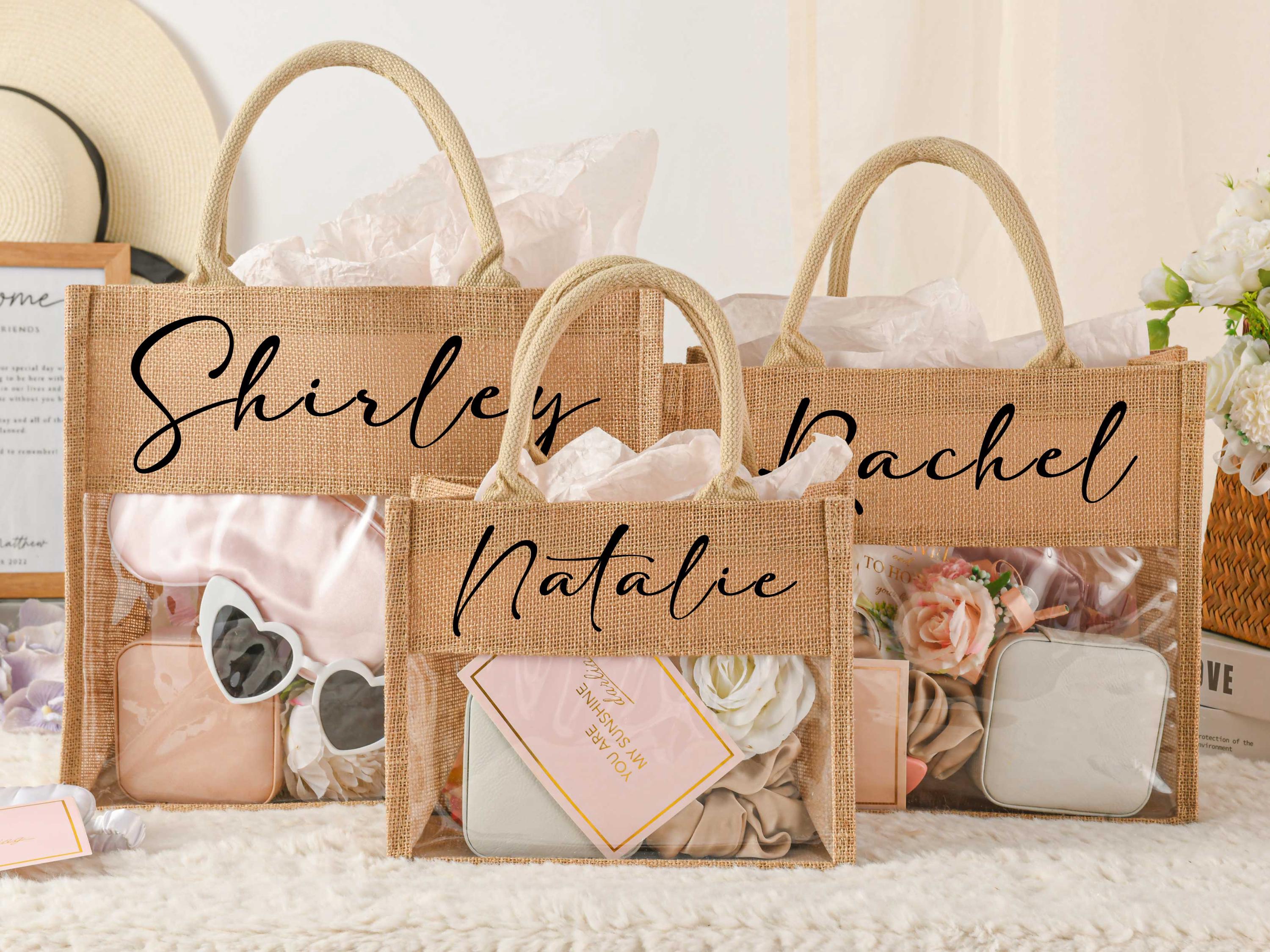 Custom Burlap and PVC Bag, Personalized Bridesmaid Gift Bag ...