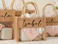 Personalized Bridesmaid Gift Bag, Custom Burlap and PVC Bag, Bachelorette Party Bag for Her, Bridesmaid Proposal Gift, Beach Party Gift Bag.