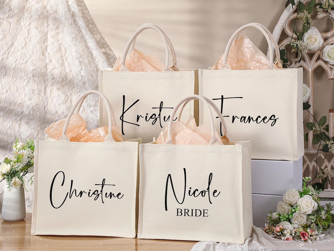 Personalized Bridesmaid Tote Bag, Custom Canvas Bag, Bachelorette Party ...
