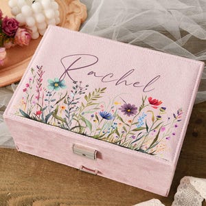 Benutzerdefinierte große Schmuckschatulle, Samt Schmuck Aufbewahrungsbox für Frauen, Box mit Schublade Frauen Schmuck Organizer, Geschenk für sie, Schmuck Display