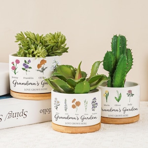 Custom Grandma&#39;s Garden Mini Plant Pot,Personalized Birth Flower Pot,Custom Mom&#39;s Garden Gift,Birth Flower Gift,Mother&#39;s Day Gift,Home Decor