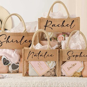 Custom Burlap and PVC Bag, Personalized Bridesmaid Gift Bag ...