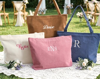 Bolso tote personalizado, bolsa de regalo para damas de honor, bolso tote con nombre, bolsa de regalo de pana, bolso con nombre bordado, regalo para ella, regalos para despedidas de soltera, bolso tote con monograma