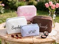 Custom Embroidered waffle cosmetic bag,Bridesmaid Gift Bag,Monogrammed Makeup Bag,Waffle Makeup Bag,Gift for Her,Bridal Party Gift Bag