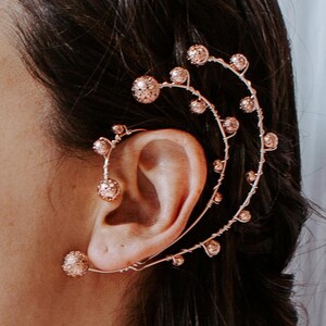 Marcie Rose Gold Ear Climber, Ear Crawler, Ear Cuff No Piercing, Rose Gold Earrings, Statement Jewelry Gift for Her, Unique Boho Jewelry
