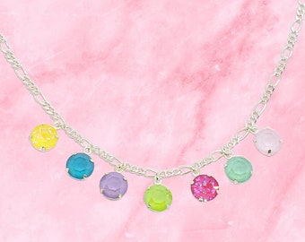 Gelato Pastel Crystal Choker Necklace, Dainty Necklace, Colourful Necklace, Christmas Gift for Her, Swarovski Crystal Multi Color Necklace