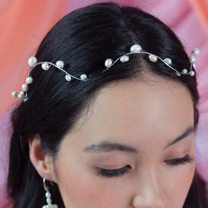 Bekki Freshwater Pearl Crown, Bridal Headpiece, Bridal Hair Vine, Boho Bridal Crown, Bohemian Wedding Headpiece, Wedding Hair Vine image 2