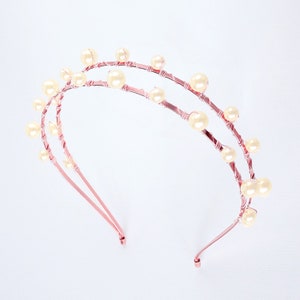 Bandeau de mariée Lulu, bandeau de perles, casque de mariée, bandeau en or rose, casque de perles, casque de demoiselle d&#39;honneur, bandeau de mariage