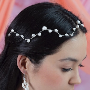 Bekki Freshwater Pearl Crown, Bridal Headpiece, Bridal Hair Vine, Boho Bridal Crown, Bohemian Wedding Headpiece, Wedding Hair Vine image 1