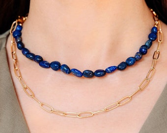 Neomi Lapis Lazuli Necklace, Multi way Necklace, Layering Necklace, Long Necklace, Blue Stone Necklace, Multiway Lapis Necklace Gift for Her