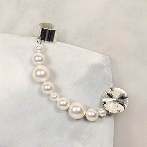 Jocey Pearl Ear Climber Earrings, Pearl Crawler Earrings, Pearl Ear Cuff, Earrings Pearl Climber Earrings, Festival Jewelry Gift for Her