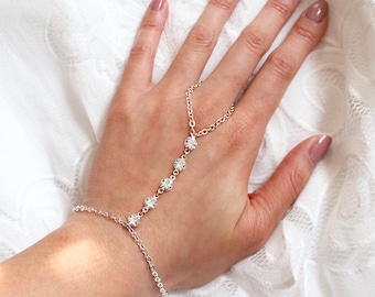 Alek Hand Chain Bracelet, Slave Bracelet, Ring Bracelet, Birthday Gift for Her, Bridal Bracelet Ring, Bridal Hand Jewelry, Dainty Bracelet
