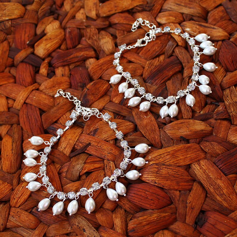 Khaleesi Bohemian Bridal Anklet Pearl Anklet Beach Wedding Etsy