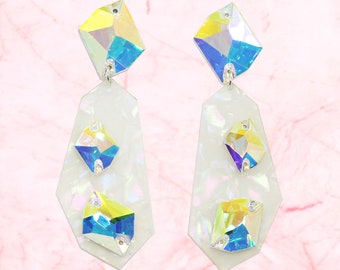 Zephyr Geometric Earrings, Statement Earrings, Iridescent Earrings, Acrylic Earrings, Colorful Earrings Gift for Her, Party Wear Earrings