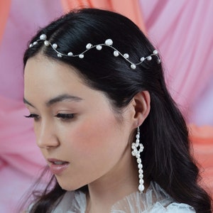 Bekki Freshwater Pearl Crown, Bridal Headpiece, Bridal Hair Vine, Boho Bridal Crown, Bohemian Wedding Headpiece, Wedding Hair Vine image 3