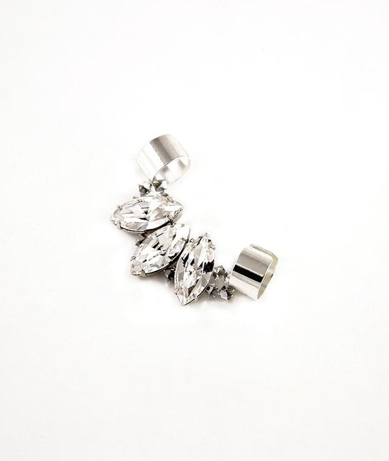 Sophia Crystal Ear Cuff No Piercing Bridal Ear Cuff Modern Boho Jewelry Earcuff Ear Crawler Crystal Earrings Ear Climber Gift for Her