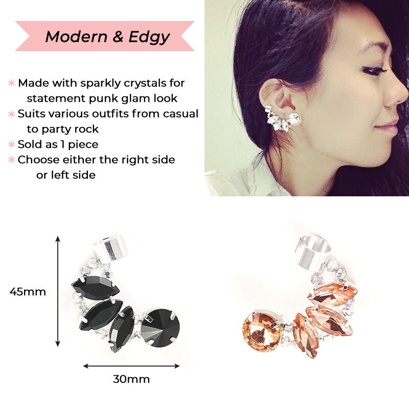 Heather Crystal Ear Cuff Statement Earrings Unique Christmas - Etsy ...