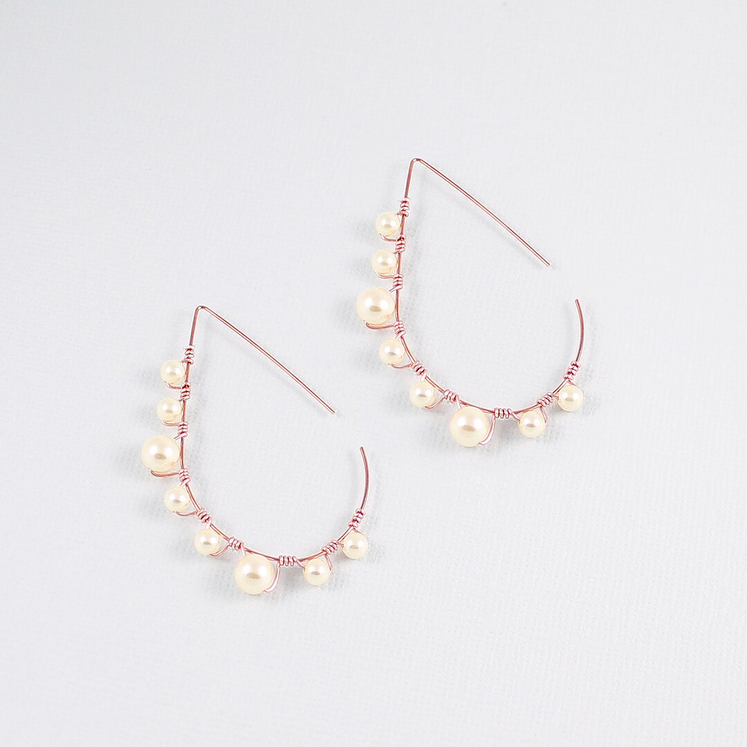 Lulu Pearl Hoop Earrings Threader Earrings Turquoise Etsy