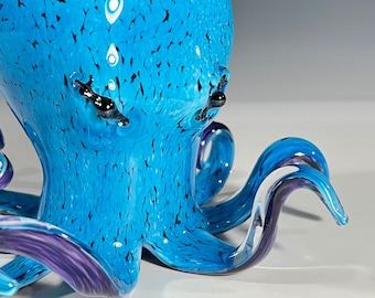 Aqua Hand Blown Octopus by John Gibbons Glass