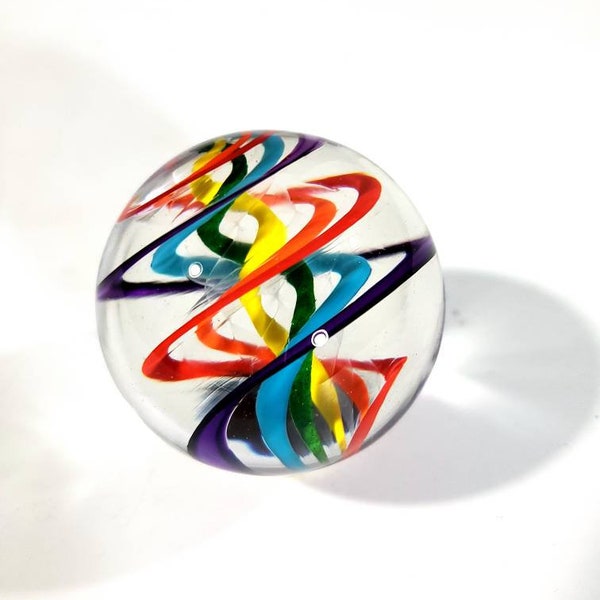 Hand Blown Glass Hider Marble - Complex Rainbow Vortex - 1.75 inch - Handmade Glass Art by John Gibbons