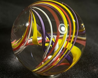 Rainbow Glass Marble | Hand Blown Glass Hider Marble | 2inch Paperweight | Handmade Glass Art by John Gibbons