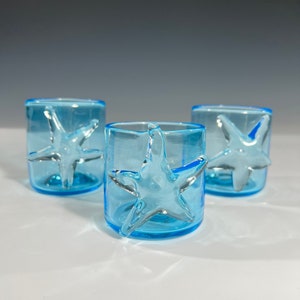 Starfish Glass Drinking Cups 3.5 inches Handmade Glass Art by John Gibbons image 2