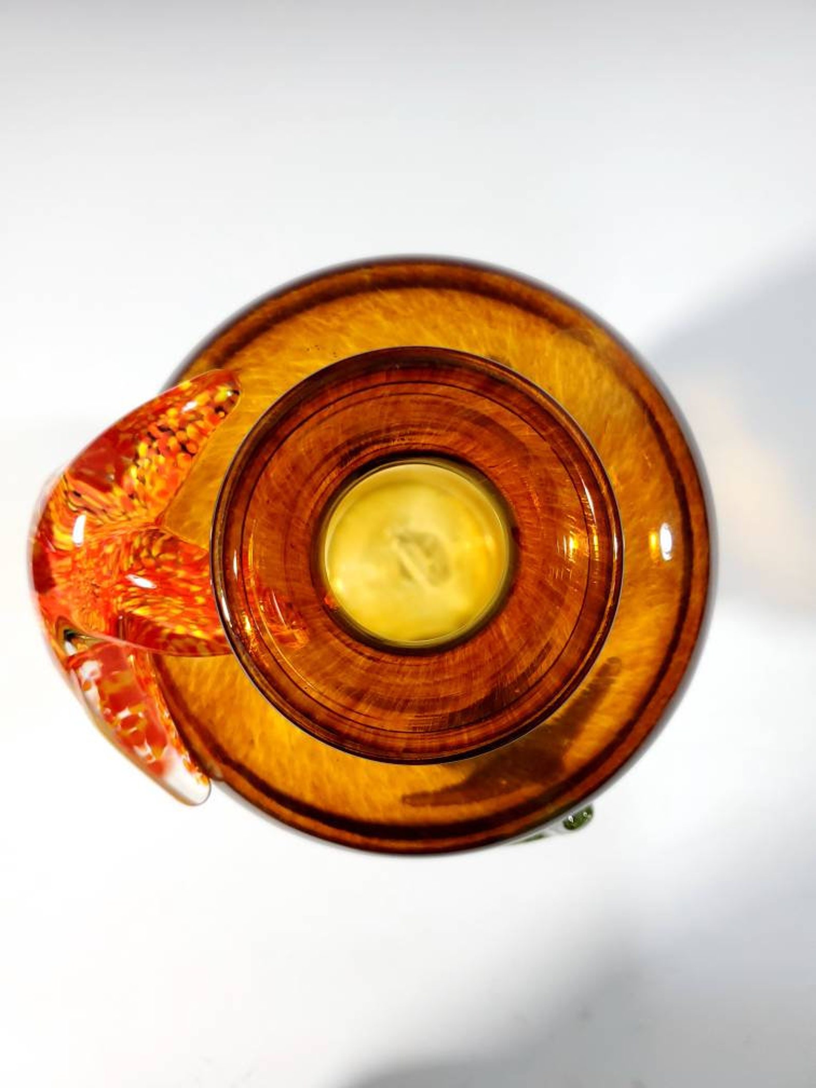Hand Blown Amber Glass Starfish Vase 14 Inch Handmade Etsy