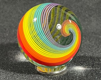 Rainbow Glass Marble | Hand Blown Glass Hider Marble | 2inch Paperweight | Handmade Glass Art by John Gibbons