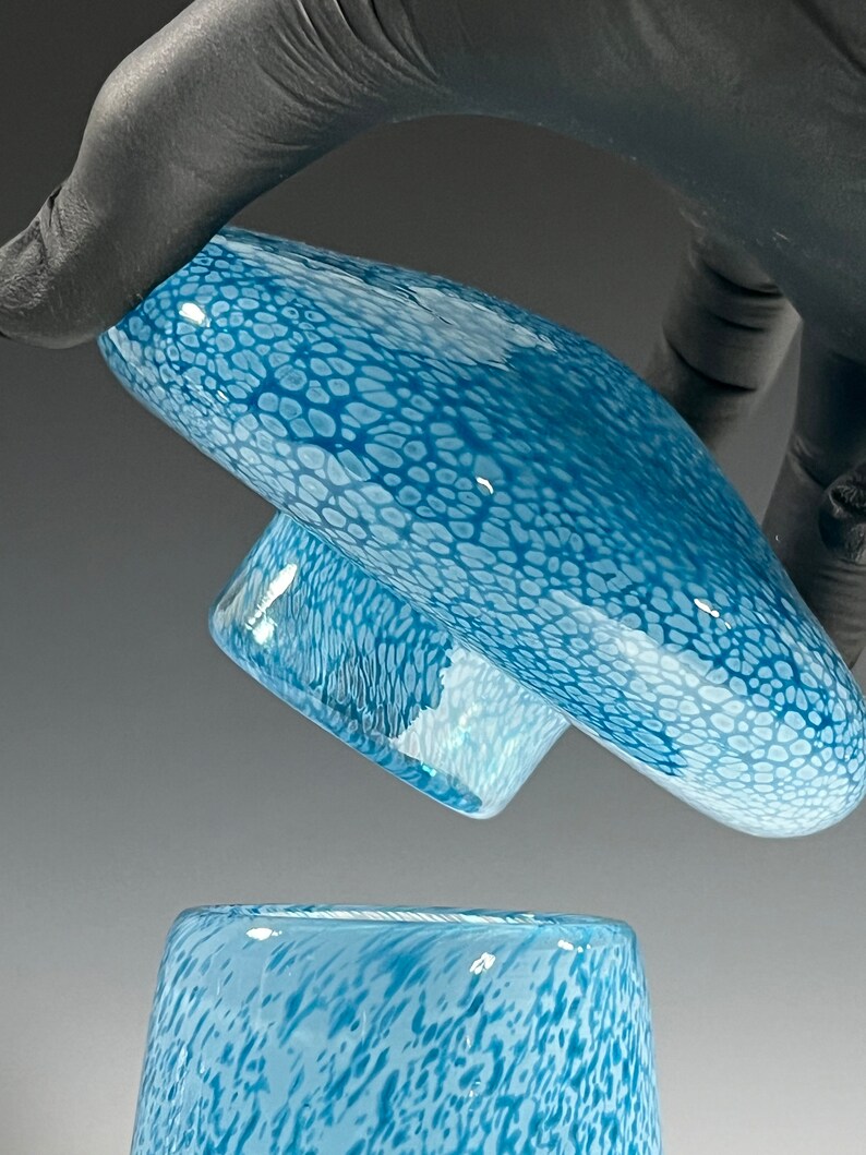 Aqua Glass Mushroom Jar by Glass Artist John Gibbons image 4