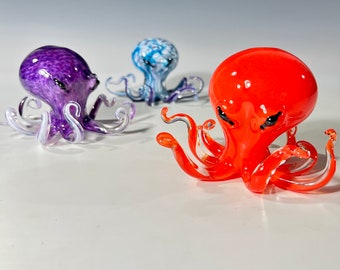 Hand Blown Baby Octopus Sculptures by John Gibbons Glass