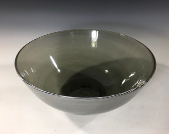 Bowl Blown Hand blown glass fruit bowl decorative bowl charger center piece coffee table bowl grey and white glass bowl large