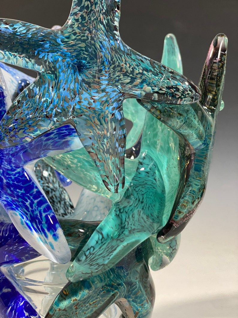 Starfish Cluster Vase, Blue Tones John Gibbons Glass Free Shipping MADE TO ORDER image 2