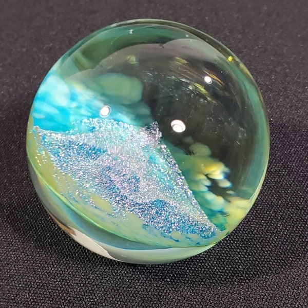 Hand Blown Glass Hider Marble - Dichroic Pink, Blue, Green - 2 inch - Handmade Glass Art By John Gibbons