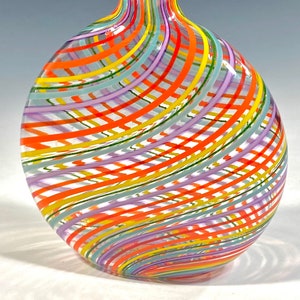 Rainbow Hand Blown Vase - 8.5inches tall - Red, Orange, Yellow, Green, Blue, Purple - Handmade Glass Art by John Gibbons free shipping