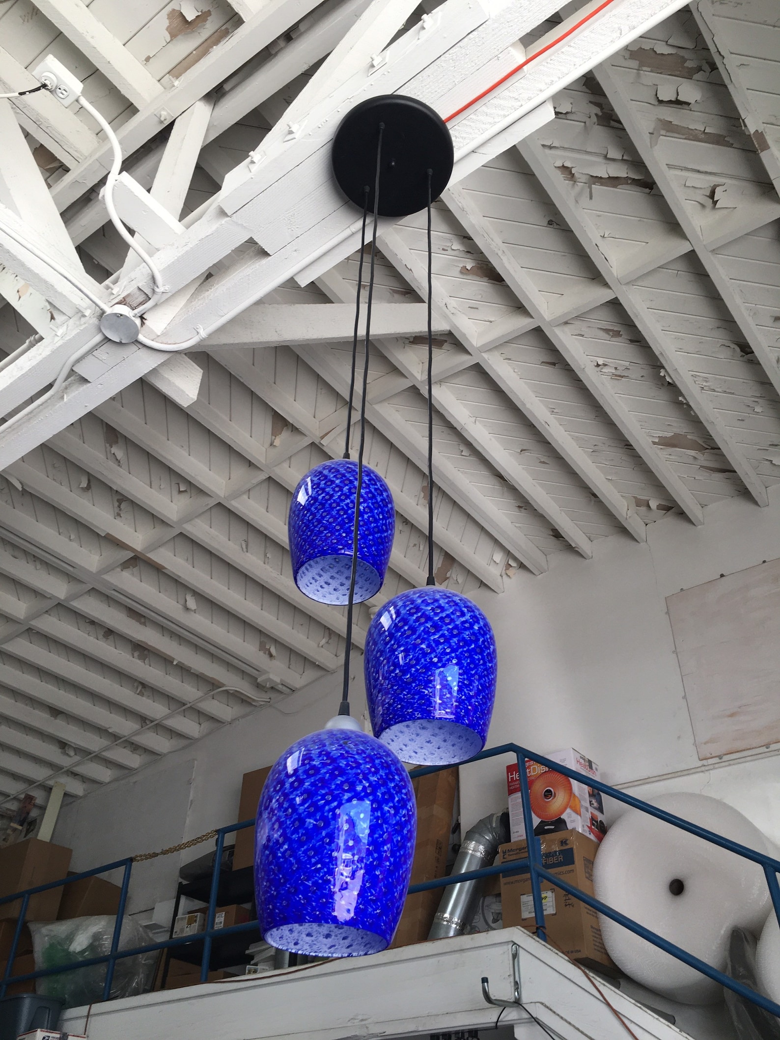 Hand Blown Glass 3light Cluster Pendant Light Fixture Etsy