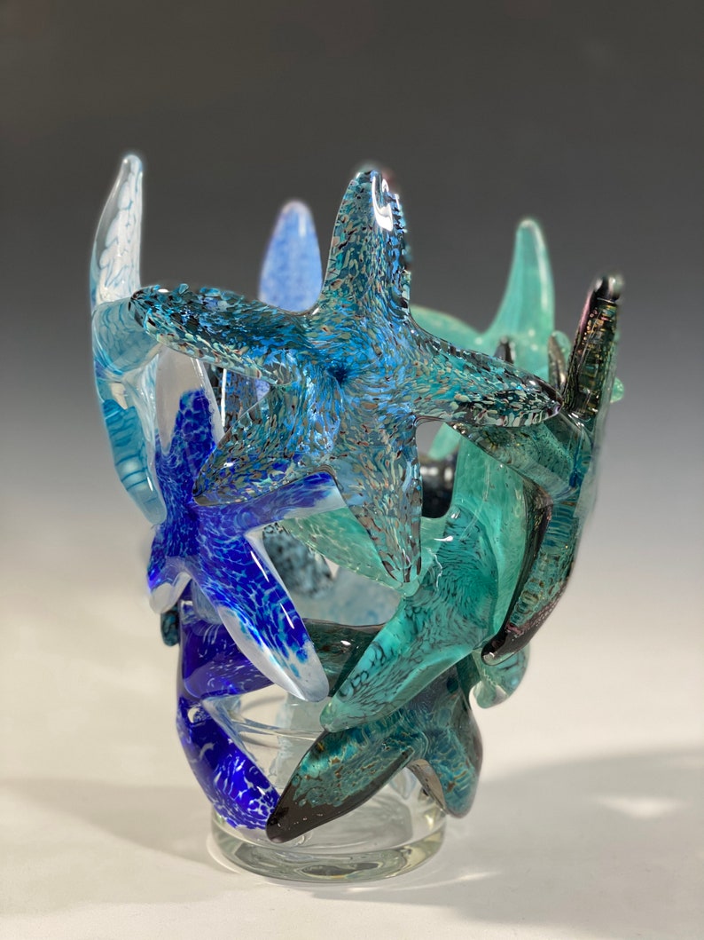 Starfish Cluster Vase, Blue Tones John Gibbons Glass Free Shipping MADE TO ORDER image 7