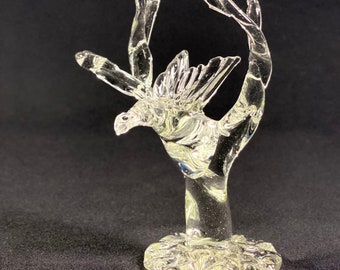 Bird In The Tree   Hand Sculpted Glass  Figurine by Glass Artist John Gibbons