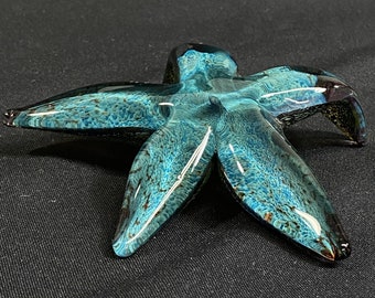 Hand Blown Glass Starfish - Topaz Blue Starfish - 5.5 inch - Handmade Glass Art by John Gibbons