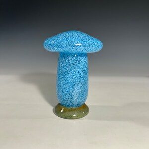 Aqua Glass Mushroom Jar by Glass Artist John Gibbons image 2