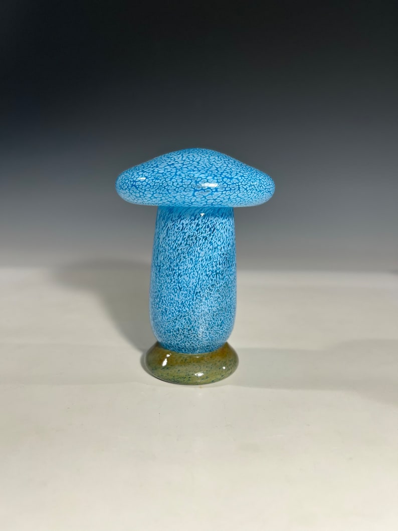 Aqua Glass Mushroom Jar by Glass Artist John Gibbons image 2